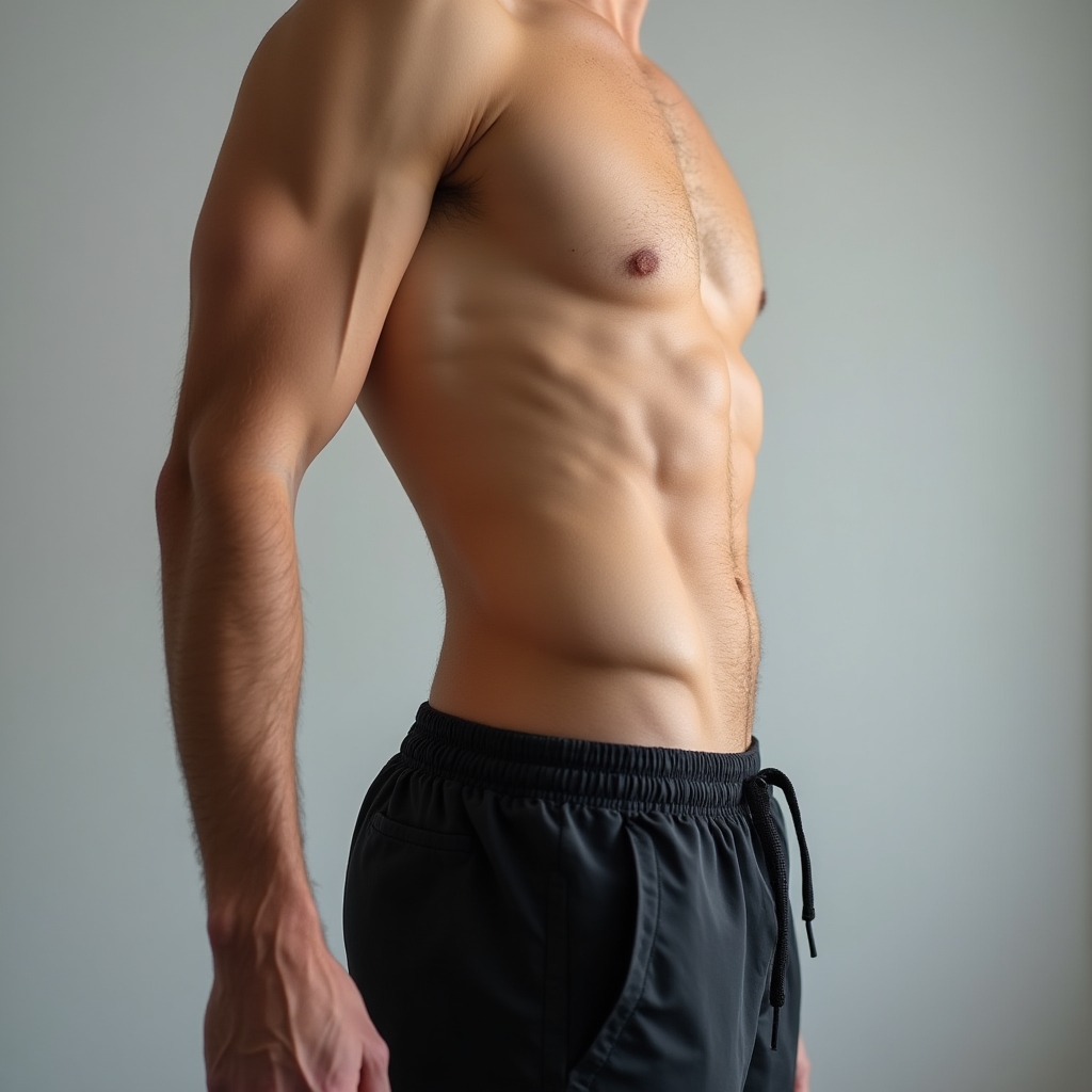 Anatomical diagram overlay on a person's midsection, showing abdominal muscle groups, clean educational visual style, neutral background